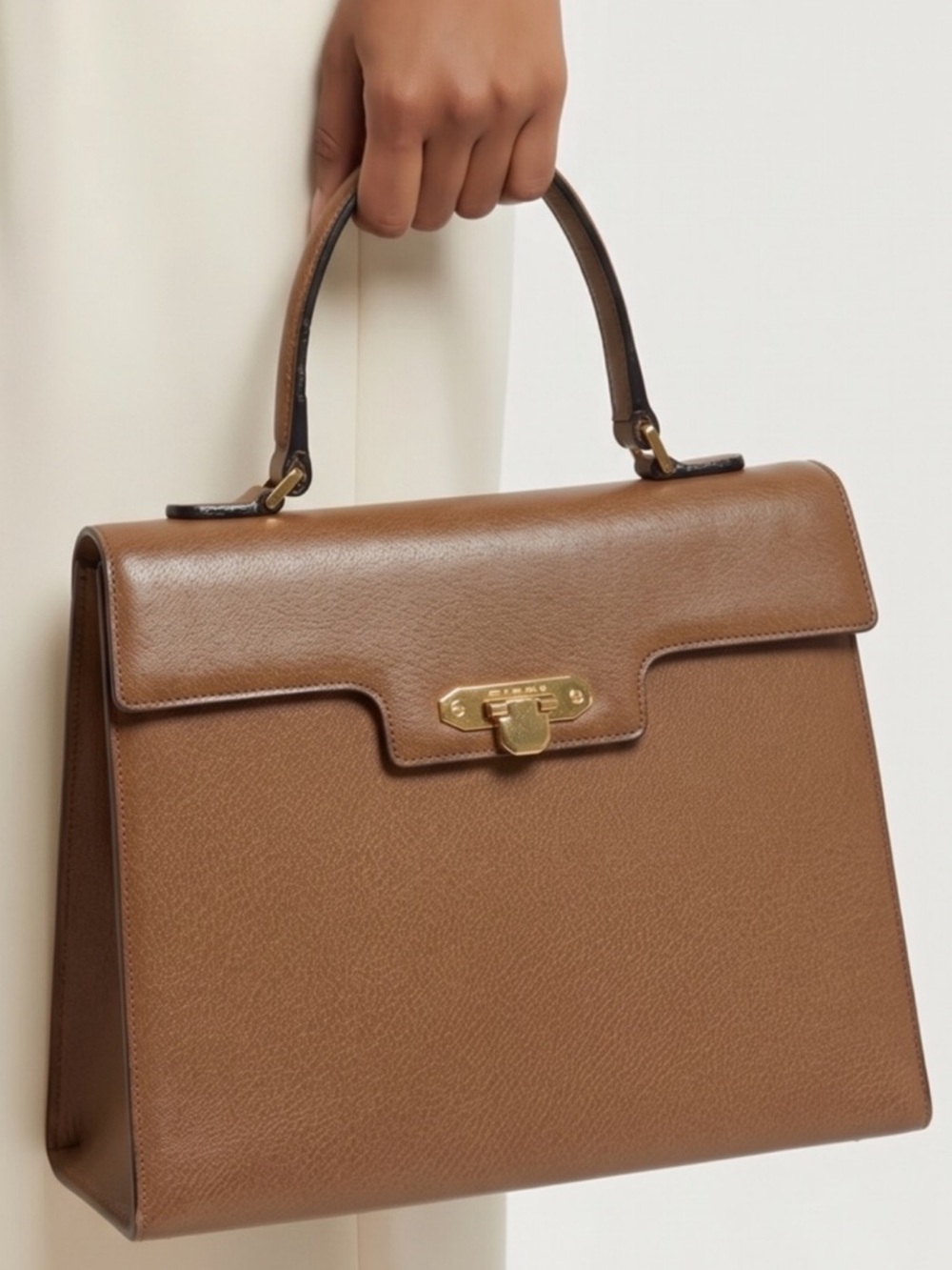 Valentino Garavani Classic Top-Handle Leather Satchel in Brown